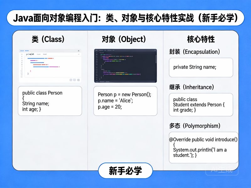 Java面向对象编程入门：类、对象与核心特性实战（新手必学）-小扎仙森