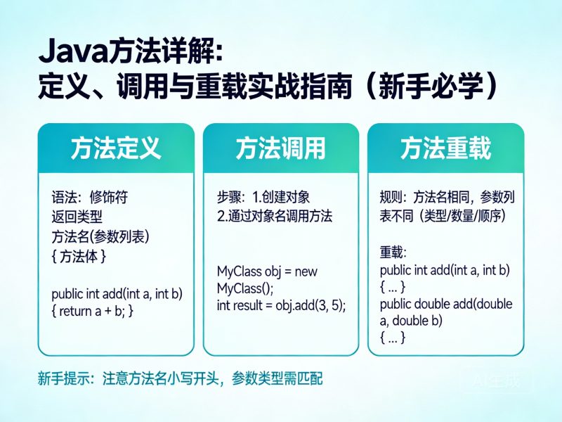 Java方法详解：定义、调用与重载实战指南（新手必学）-小扎仙森