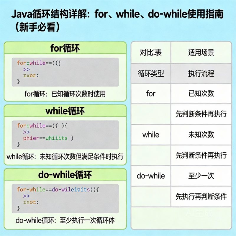 Java循环结构详解：for、while、do-while使用指南（新手必看）-小扎仙森
