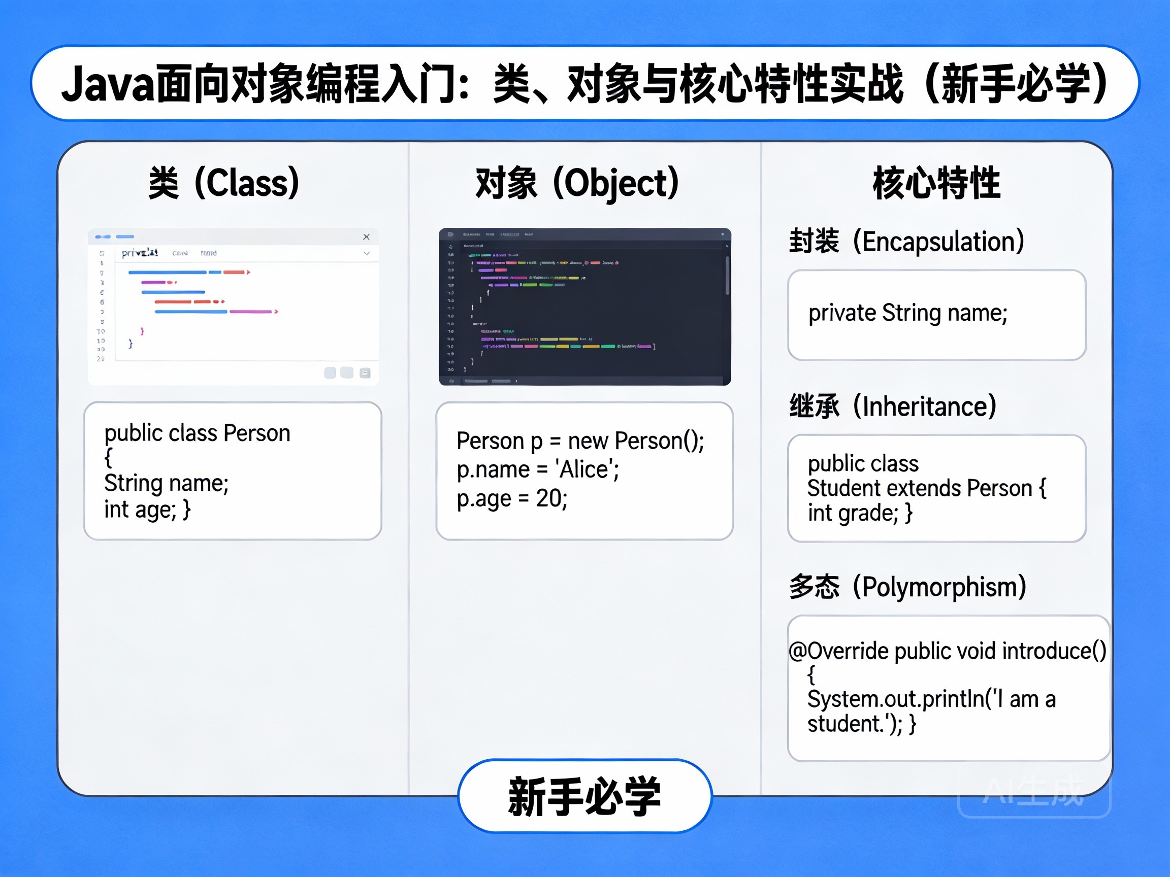 Java面向对象编程入门：类与对象核心实战-小扎仙森